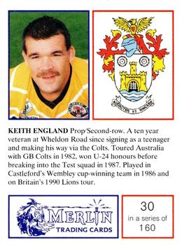 1991 Merlin Rugby League #30 Keith England Back